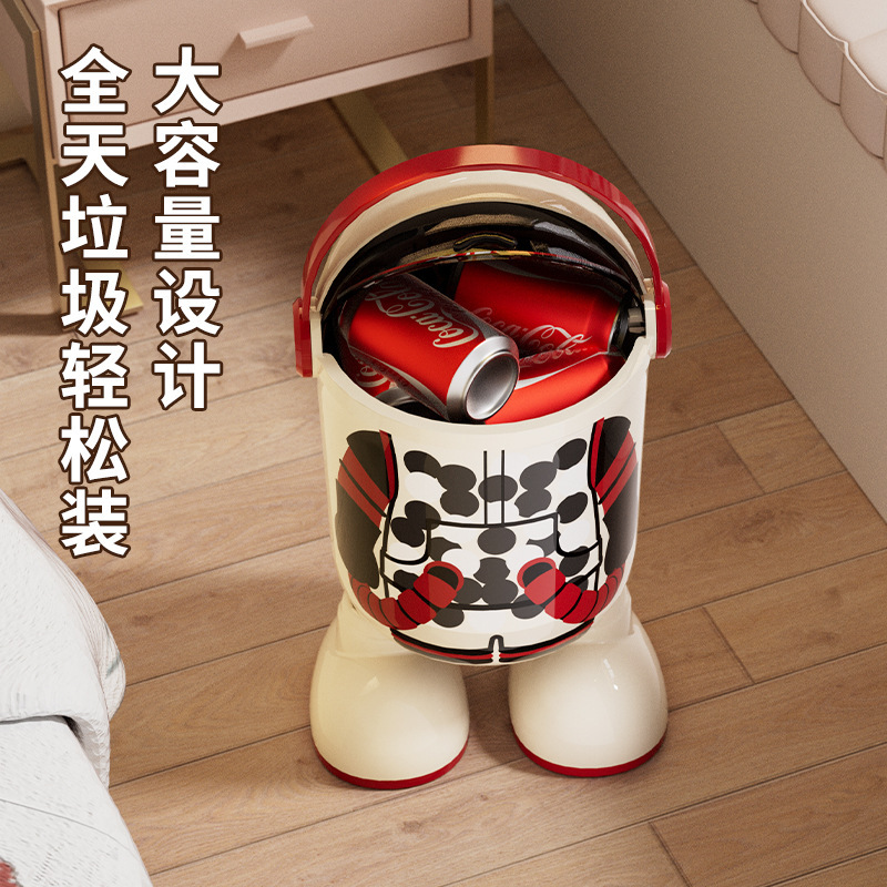 垃圾桶高颜值潮玩大容量纸篓家用客厅滑盖密封可手提儿童房收纳桶|undefined
