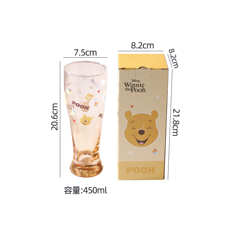 Vaso de vidrio rojo de Disney de fresas, taza de dibujos animados, taza de jugo de leche de pies altos, taza de bebidas frías de alto valor facial