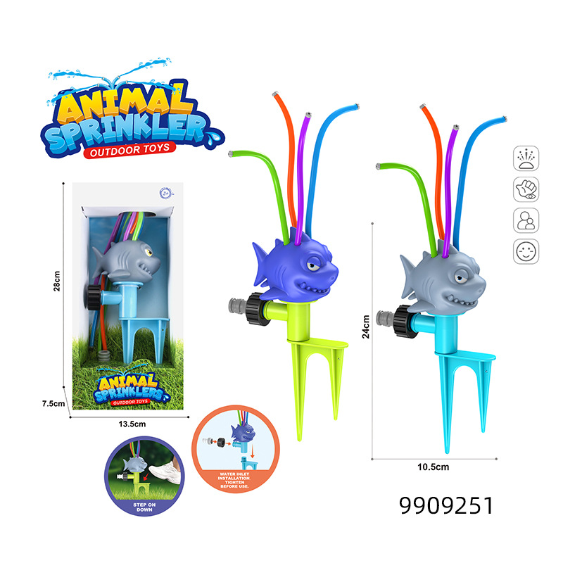 Peces payaso de dibujos animados al aire libre rociador juguete giratorio forma de dibujos animados para Niños césped agua spray juguete
