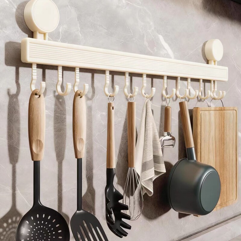 Suction Cup Kitchen Hook, No-Drill Wall-Mounted Hanging Rod, Multifunctional Storage Rack for Spatulas, Spoons, and Knife Holder Suction Cup Kitchen Hook, No-Drill Wall-Mounted Hanging Rod, Multifunctional Storage Rack for Spatulas, Spoons, and Knife Holder