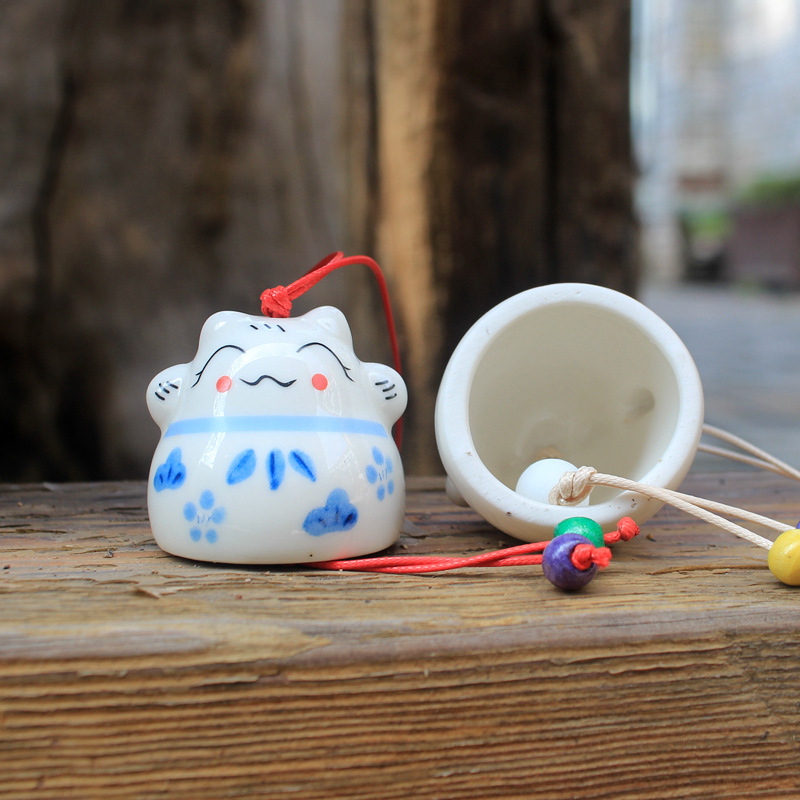 Cross border Electricity supplier Dehua ceramics Arts and Crafts Japanese Fortune cat Wind chime Pendants Travel? Attractions Anniversary Billing