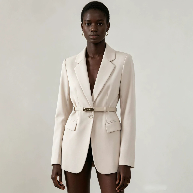 Cross-Border Foreign Trade European and American Style Spring and Autumn Women's Blazer Casual Fashion Versatile Simple Elegant Slim-Fit Suit in Stock