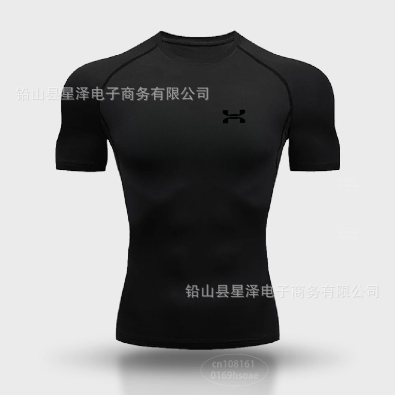 クロスボーダー運動レオタード男半袖tシャツ訓練服バスケットボールランニング高弾通気圧縮底速乾服|undefined