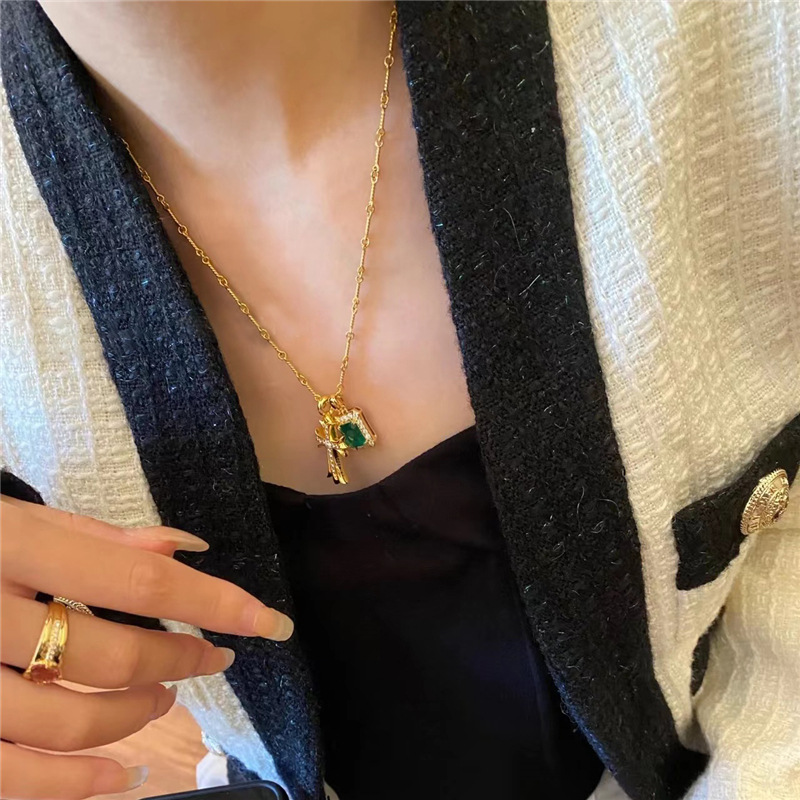 Ethnic Style Geometric Cross Copper Pendant Necklace Rhinestones Copper Necklaces 1 Piece