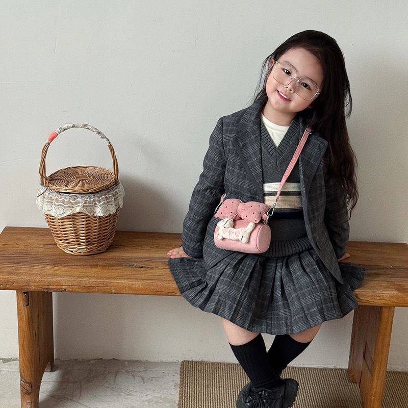 Cartoon peluche cachorro niñas y niños bolsos de hombro mini lindos bebés bolsos de mano de arco otoño invierno bolsos de niños
