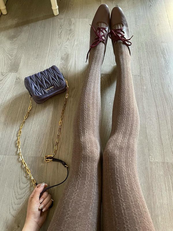 秋冬季浅咖打底裤女美拉德miu系竖纹麻花连裤袜日系显瘦百搭长袜|undefined
