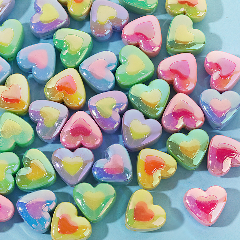 3g Weight Beads Jewelry Making Type DIY Jewelry Accessories Classification 1 Piece Quantity Acrylic Material Heart Shape Pattern Plating Design Simple Style Style 1 Piece Arylic Heart Shape DIY Jewelry Accessories Beads 无