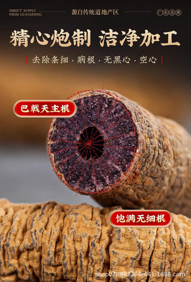 Premium Morinda Root 100g Ba Ji Tian Dried Herbal Slices for Soup and Wine Soaking specifications
