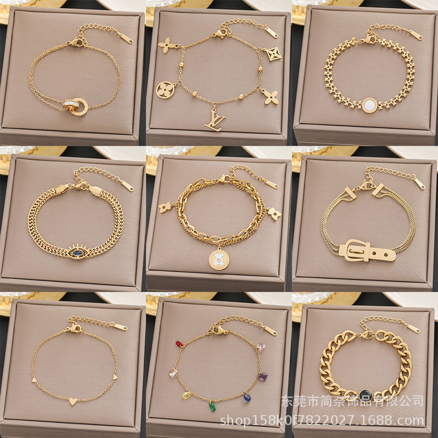 New Style No Fading New Style Titanium Steel Bracelet Women's All-match Ins Style Bracelet Fashion Bracelet Jewelry Girl's Sense