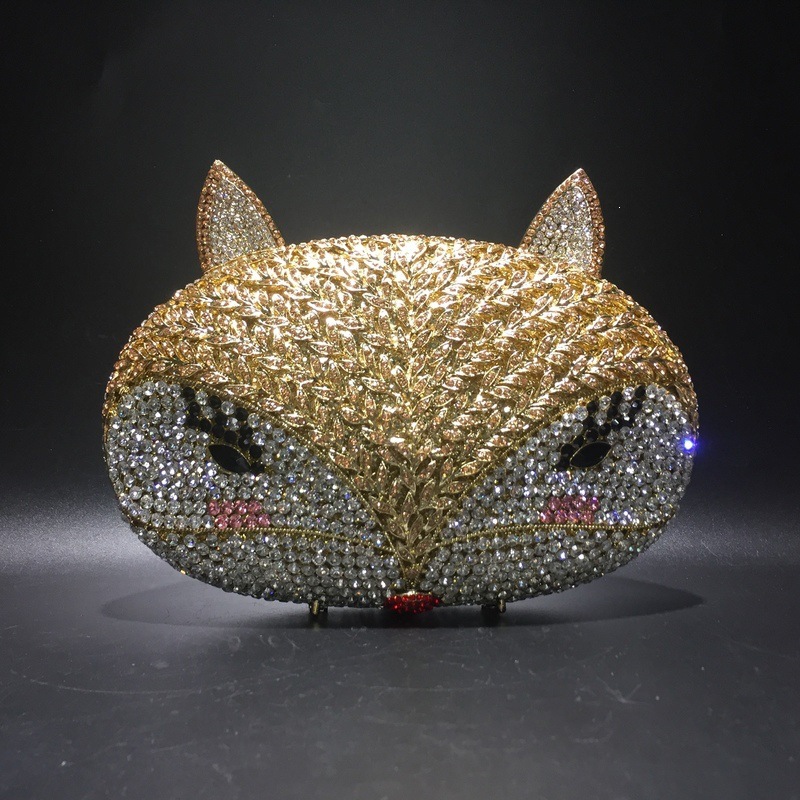 Bolsa de diamante de zorro hueco metal de cristal bolsas de cena bolsas de diamantes hechas a mano bolsas de damas AliExpress duro