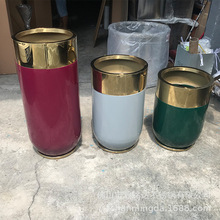 跨境款 亚马逊 不锈钢圆桶简约创意手工制作双色乡村花盆花器收纳