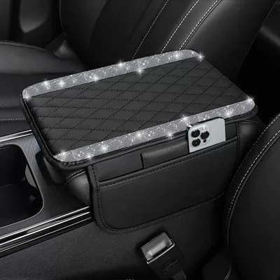 Storage Armrest Box Pad — Armrest box pad - parallel-diamond-style-silver