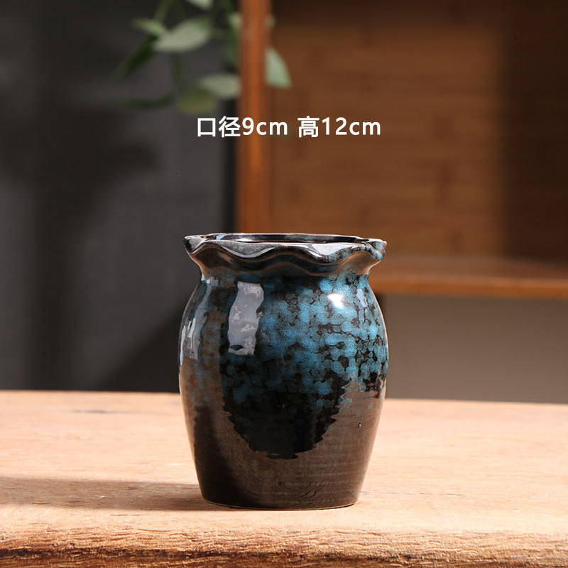 Esmalte de flores viejas pilas macetas de cerámica de carne especial balcón doméstico cerámica gruesa pequeña maceta de cerámica especial al por mayor