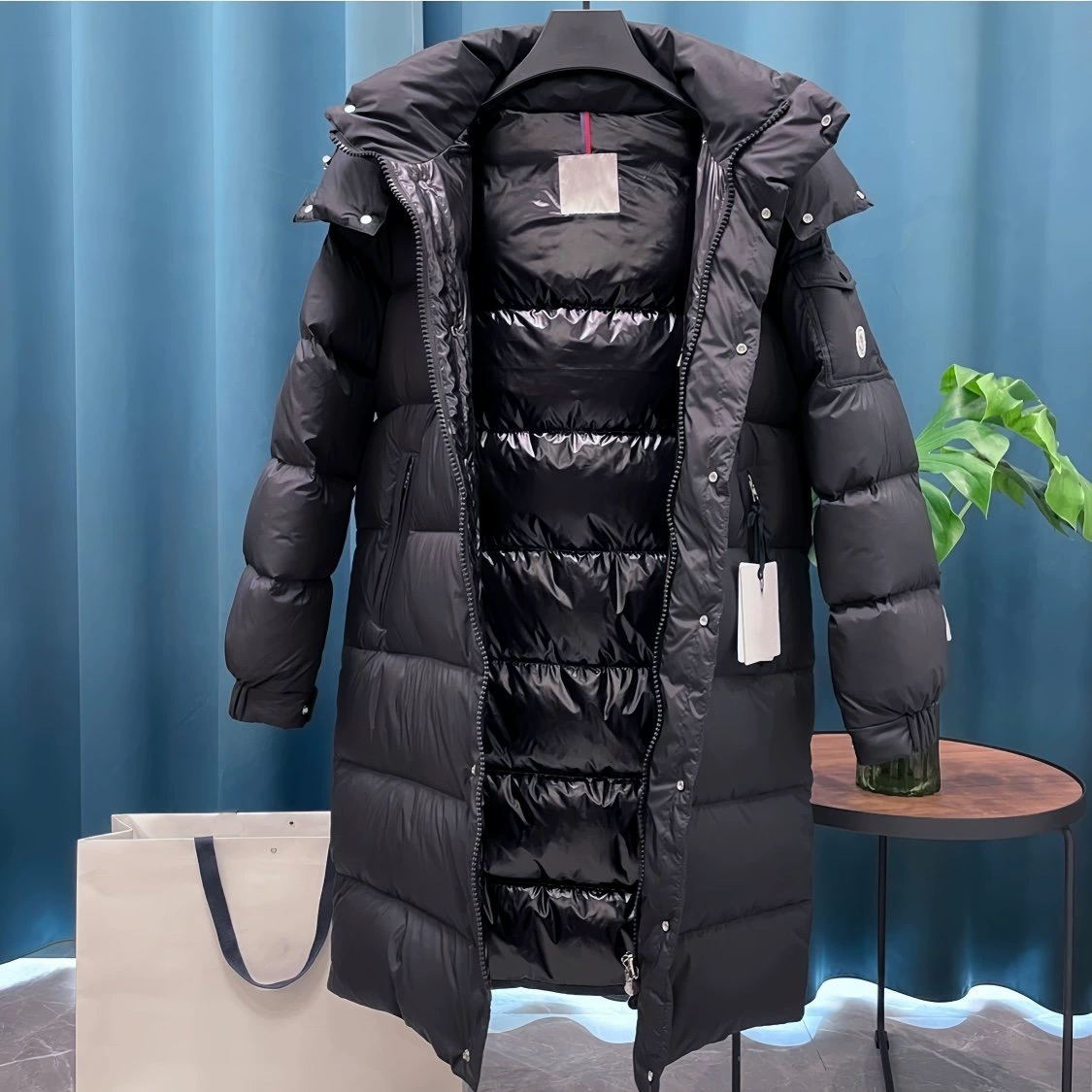 (Cross-border trading), matte keep warm velvet long down jacket, translucent shading, increased thickness, goose down