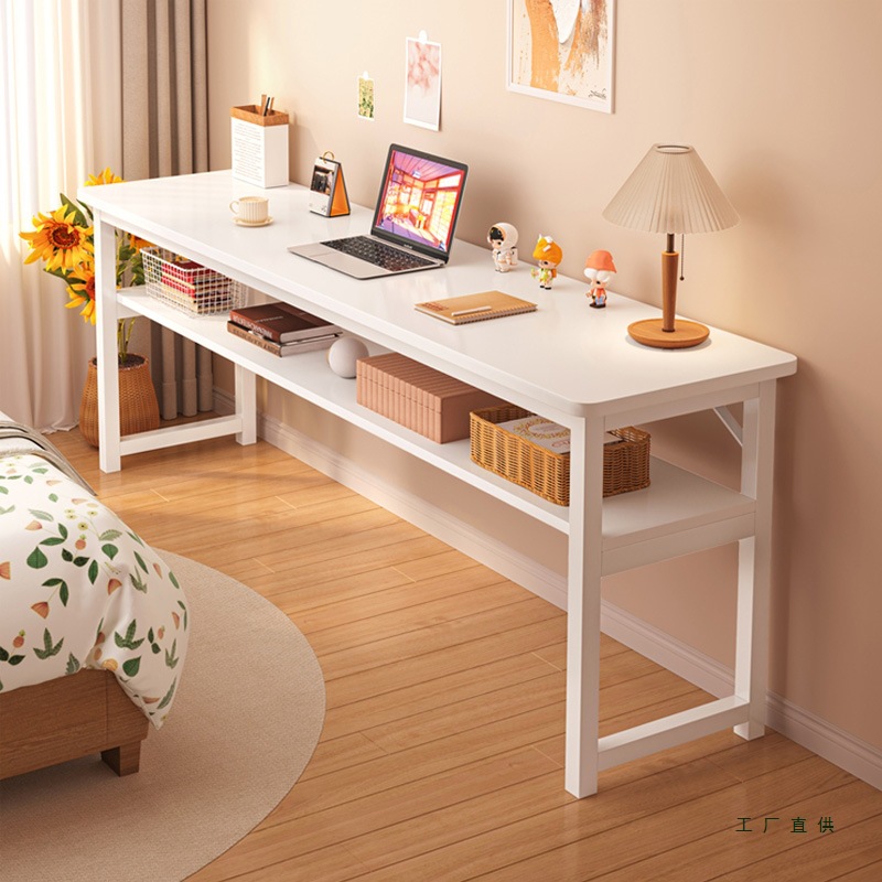 Desk for Girls' Bedroom, Home Use, Long Rectangular Table Against the Wall, Narrow Desk, Workbench, Computer Desk, Simple for Rental Apartments