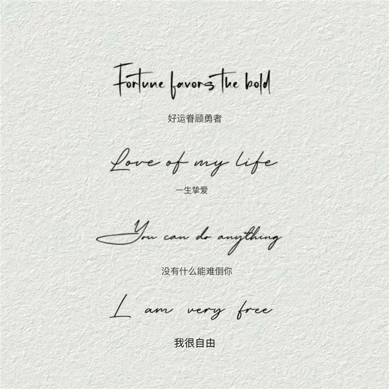 Zheyuan Herbal Tattoo Stickers New Creative Personalized English Short Sentence Tattoo Ins Scar Covering Stickers Zheyuan Herbal Tattoo Stickers New Creative Personalized English Short Sentence Tattoo Ins Scar Covering Stickers