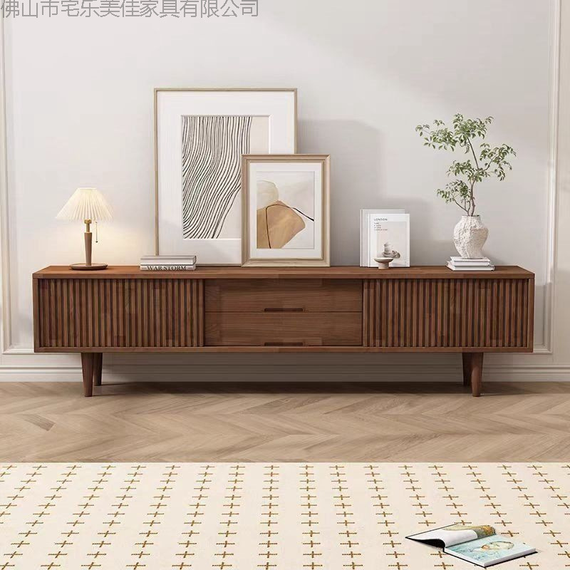 Nordic Solid Wood Tv Cabinet Modern Simple Floor-Standing Wabi-Sabi Style Living Room Light Luxury Log Floor Cabinet Retro Furniture