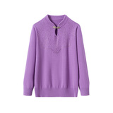 中老年女裝秋冬新款針織衫復(fù)古風(fēng)媽媽裝旗袍領(lǐng)套頭毛衣女廠家，女裝針織衫/毛衣，妃慕昵服飾