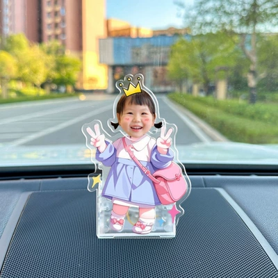 Car ornaments: acrylic creative - vehicle-mounted-solar-battery-dual-use-model-single-person-shaking-head-f57-model