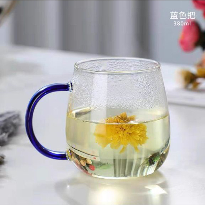 Copo de vidro borossilicato de alta qualidade para uso doméstico, com alça transparente na cor café, ideal para chá verde ou sucos, café da manhã ou leite._voghion.com
