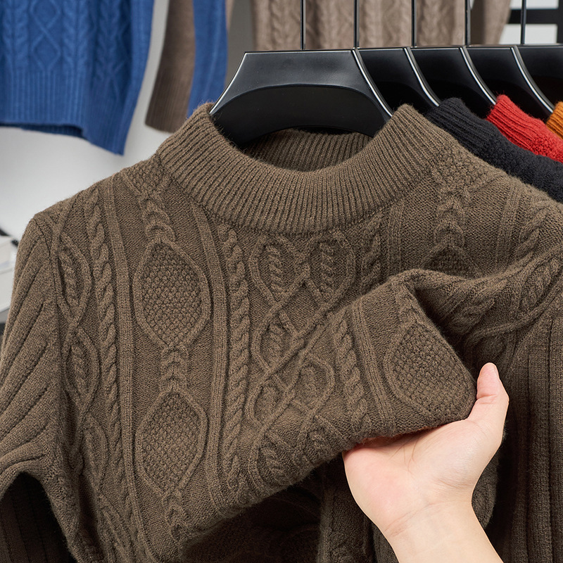 High-End 100% Wool Sweater for Middle-Aged Men, Extra Thick and Warm, Round-Neck Knitwear, Winter Wool Base Layer Sweater High-End 100% Wool Sweater for Middle-Aged Men, Extra Thick and Warm, Round-Neck Knitwear, Winter Wool Base Layer Sweater