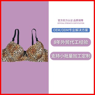 Amazon American Back Underwear Wholesale Leopard Print Underwear Women's Thin Cup Push-Up Underwire Bra Underwear Processing and Customization