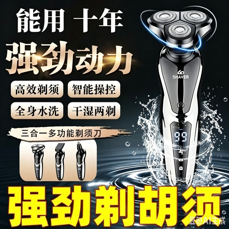 2026 New German-style electric shaver with 6D floating triple blades, high-power, fully washable for men 2026 New German-style electric shaver with 6D floating triple blades, high-power, fully washable for men
