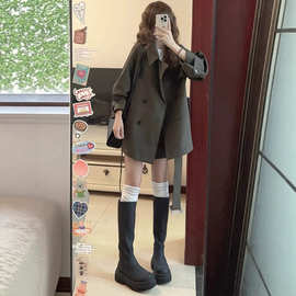 英伦风双排扣中长款风衣女秋装新款小个子宽松显瘦百搭大衣外套