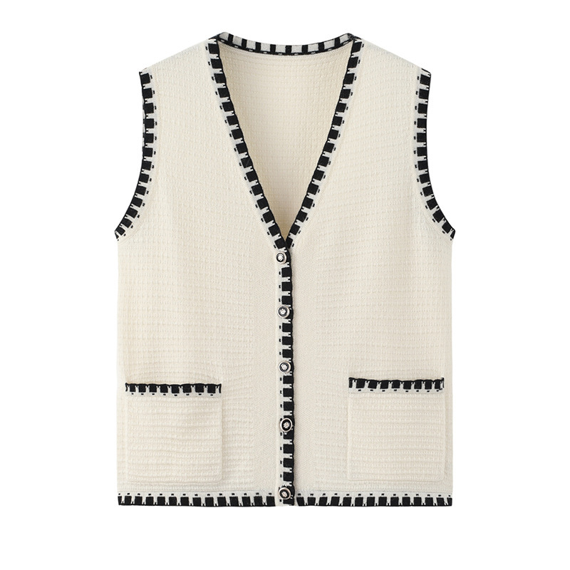 Inner Mongolia Factory New Knitted Cashmere Vest Women's Autumn and Winter Small Fragrance Sweater Cardigan Sleeveless Outer Wear Inner Mongolia Factory New Knitted Cashmere Vest Women's Autumn and Winter Small Fragrance Sweater Cardigan Sleeveless Outer Wear