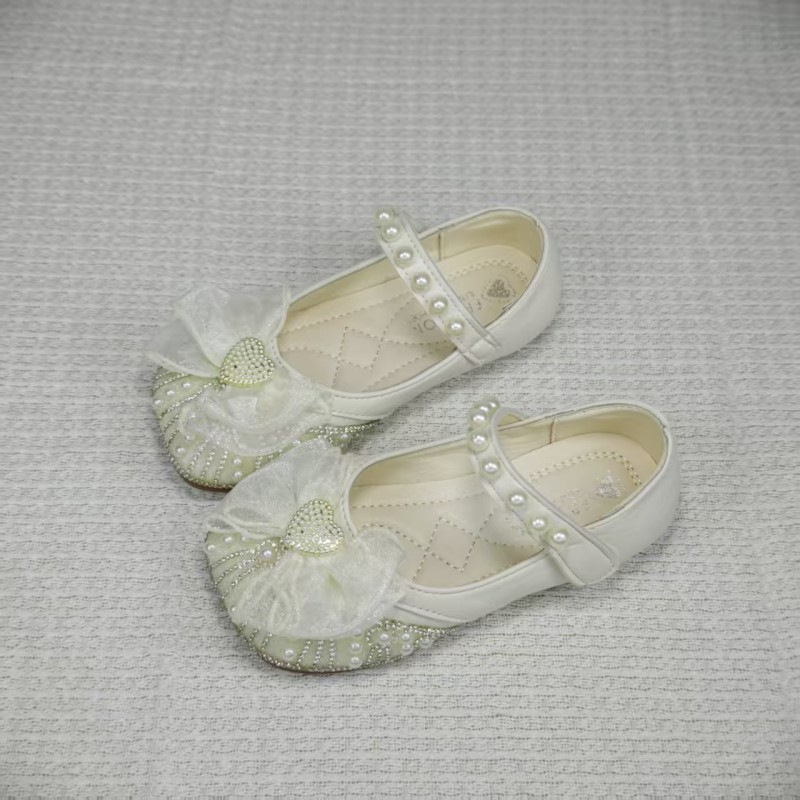 Niños princesa zapatos de cuero 2026 verano bebés cristal diamante zapatos de boca superficial zapatos de niñas zapatos de arco Lefour