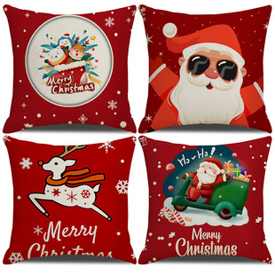 Christmas printing pillow pillowcase Amazon living room decoration home Santa Claus holding new sofa Christmas pillow
