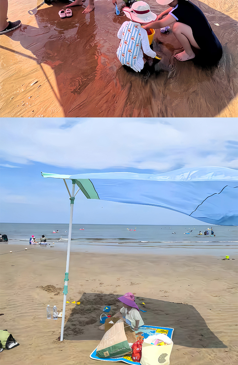 Cross-Border Wind-Powered Seaside Canopy Anti-Uv Quick-Open Beach Umbrella Awning Portable Camping Beach Tent