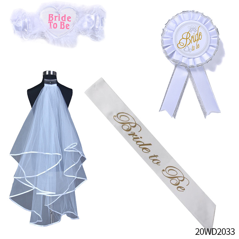 Novia para ser velo nupcial correa para el hombro anillo de pierna insignia conjunto de cuatro piezas europeo y americano suministros para fiestas individuales Decoración