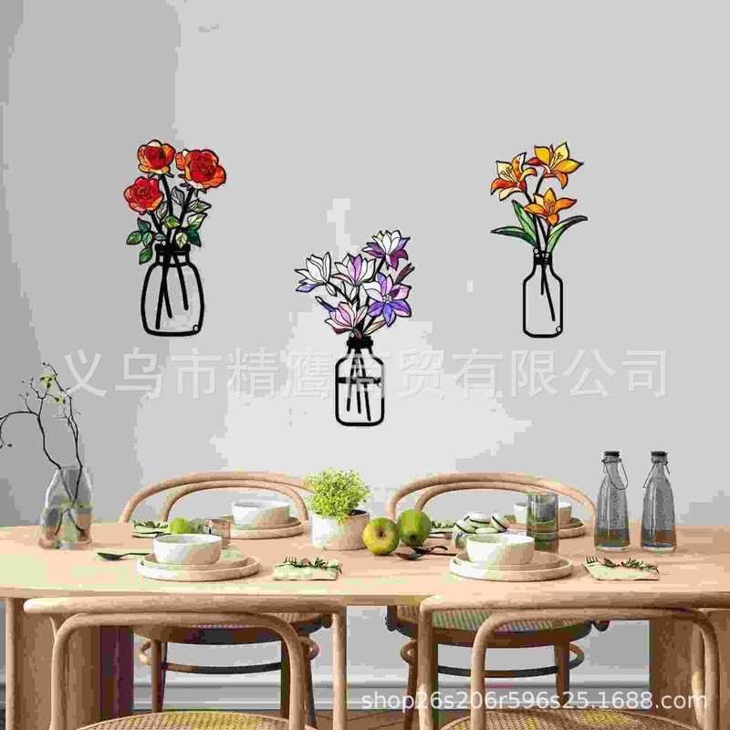 跨境金属花卉墙壁艺术背景画铁艺装饰墙壁装饰客厅卧室居家装饰画|undefined