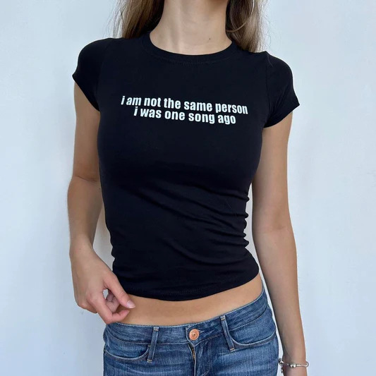 girlsroom アメリカの女性の夏の新しいレタープリントタイトなホットガールへそラウンドネックイン半袖 T シャツ|undefined