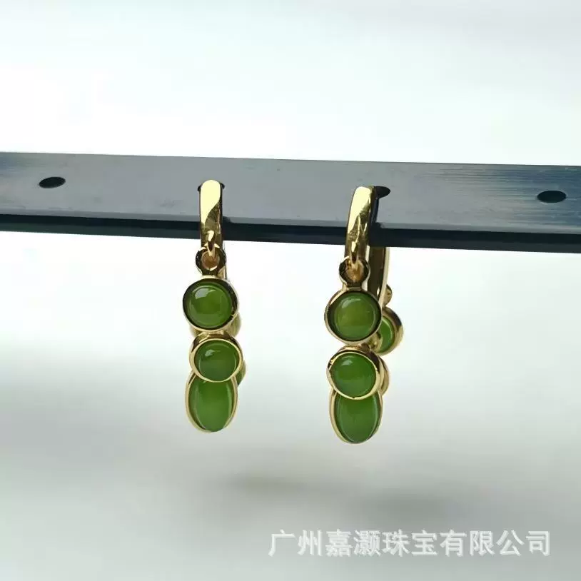 Серьги-подвески Jiahao из натурального нефрита Хэтиан с позолотой из серебра S925, модные и изысканные, оптом от производителя