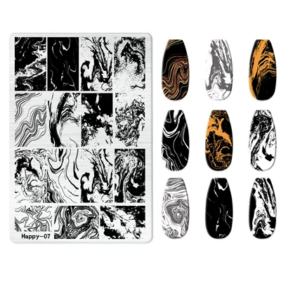 Nail Art Stamping Plate Kt: Dırnaq bəzəkləri - happy-007-with-back-plate