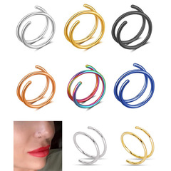Stainless steel double helix nose ring 8mm Amazon new double nose ring