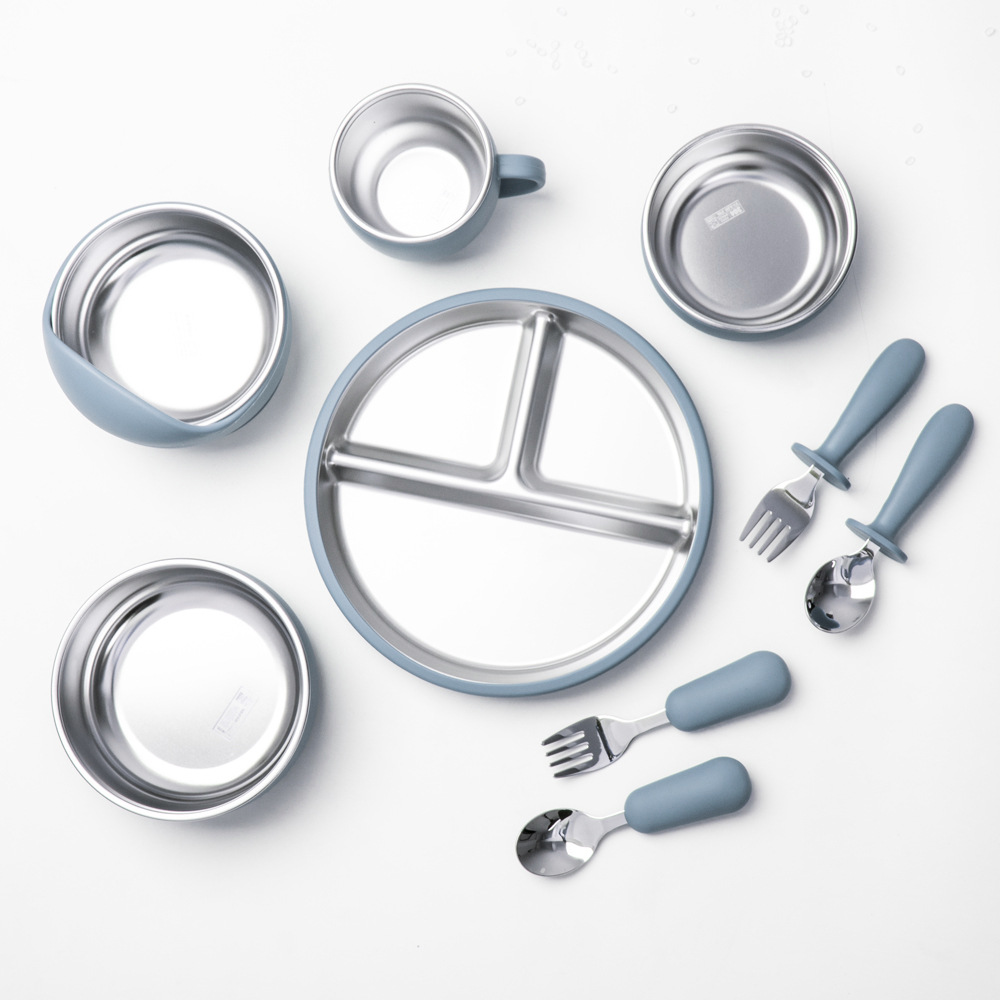 9-piece feeding set (blue gray)