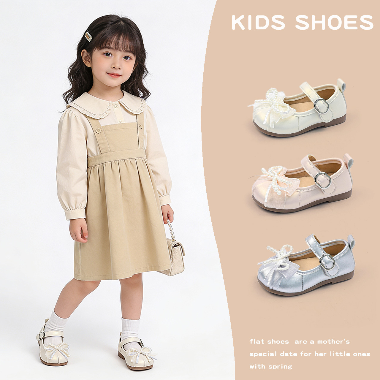 Baby Girl Shoes Toddler Shoes Leather Shoes 0-3 Years Old Autum New Girls Super Soft Bottom Bow Pearl Princess Shoes