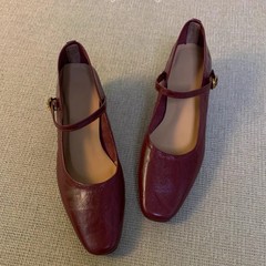 シープスキンバージョン～女性用フレンチシングルシューズ、太ヒール、浅口イブニングシューズ、美しく疲れにくい、女性用ミドルハイヒールメリージェーンシューズ