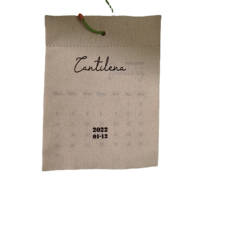 Calendario de ganchos de lona 2025, calendario de impresión en color, producción de algodón en inglés, LOGO imprimible