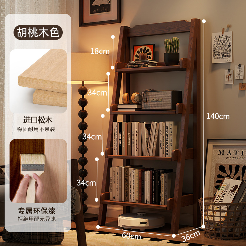 Estantes de madera sólida estantes de escaleras estantes de exhibición estantes de sala de estar estantes de bocadillos multicapa estantes de almacenamiento estantes de trapezoides simples