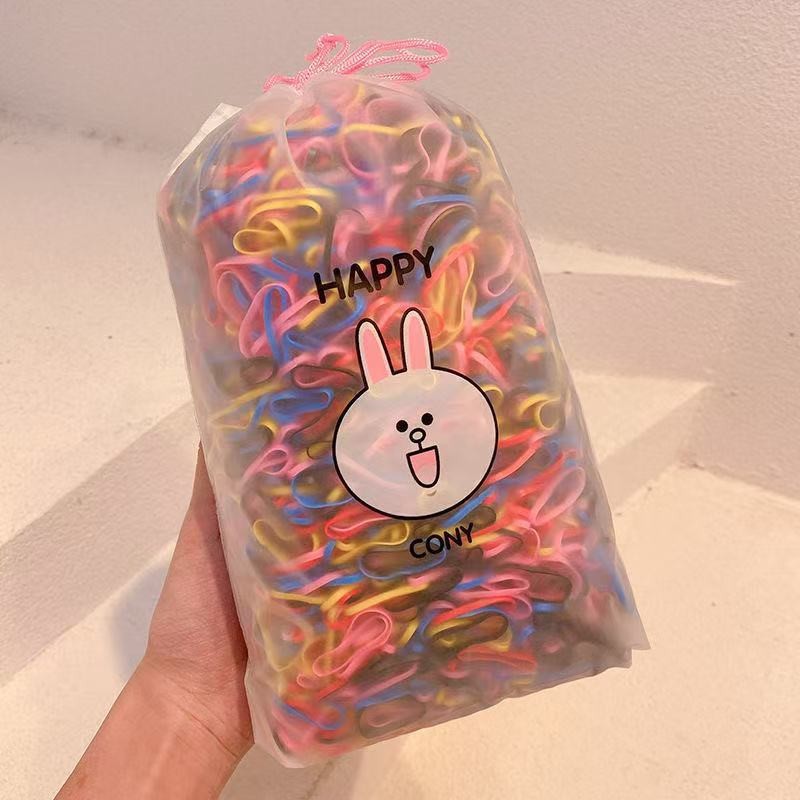 Cuerdas de cabeza de color mujeres negras coreanas niños lindos espesar banda de goma desechable toque de cabello red de pelo anillo