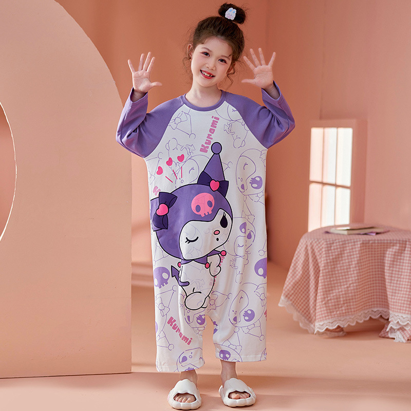 女の子の連体パジャマ子供の長袖は春と秋の赤ちゃんに風邪をひかれないようにされています。|undefined