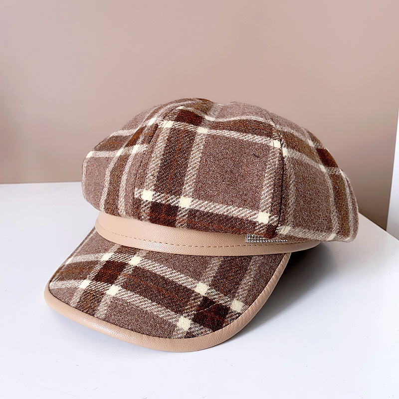 Femmes Style Simple Plaid Avant-toit Large Chapeau Béret display picture 6