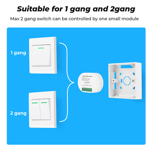 Tuya smart switch zigbee hidden switch single fire 1 way 2 way dual control 16A no capacitor mini