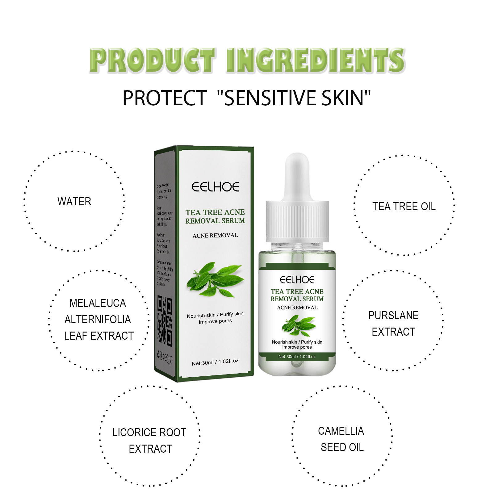 EELHOE Tea Tree Repair Lightens Marks, Cleans Acne, Removes Acne and Repairs Skin essence_voghion.com