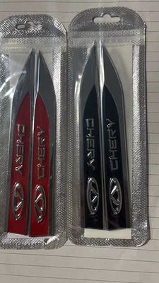 Body sticker Plate Side Label Blade Decorative - pair-chery-red