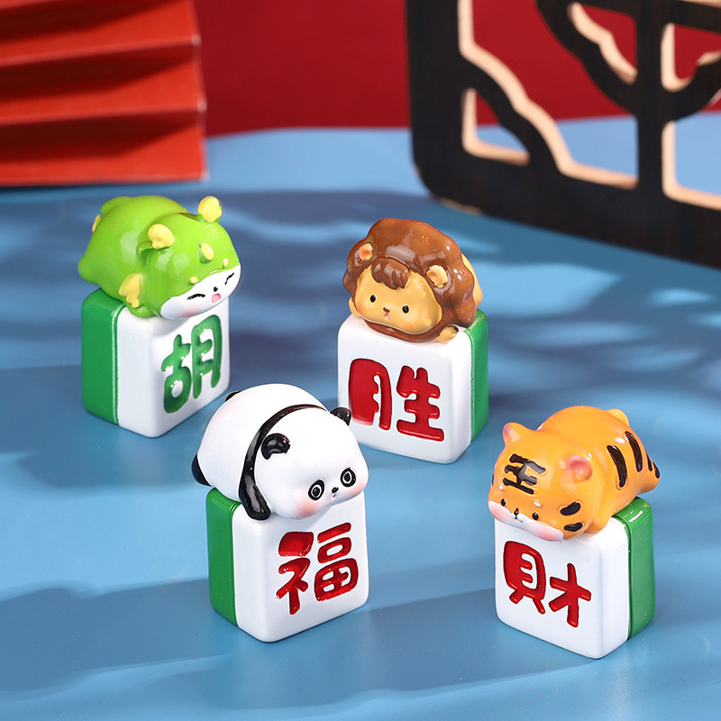 Cute Animal Mahjong Ornaments Cute Grain Blind Bag Handmade Doll Blind Box Resin Desktop Decoration Ornaments Gift Wholesale